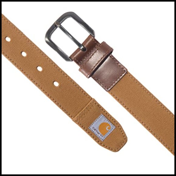 Canvas Duck Belt with Antique Brass Buckle, Top-Stitched Seam